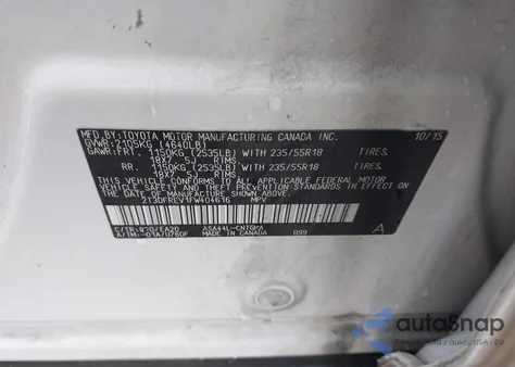 2015 Toyota Rav4 Limited from USA, damaged, VIN 2T3DFREV1FW404616